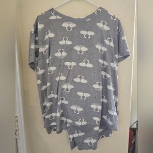 Joyspun Gray Swan Print Pajama Set Size L (12-14)